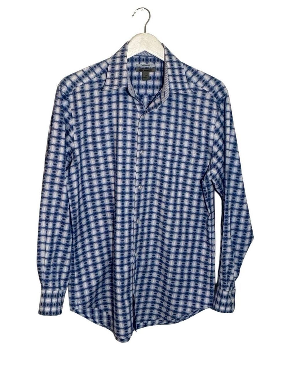 Johnston & Murphy Tailored Fit blue and white patterned 100% cotton button down